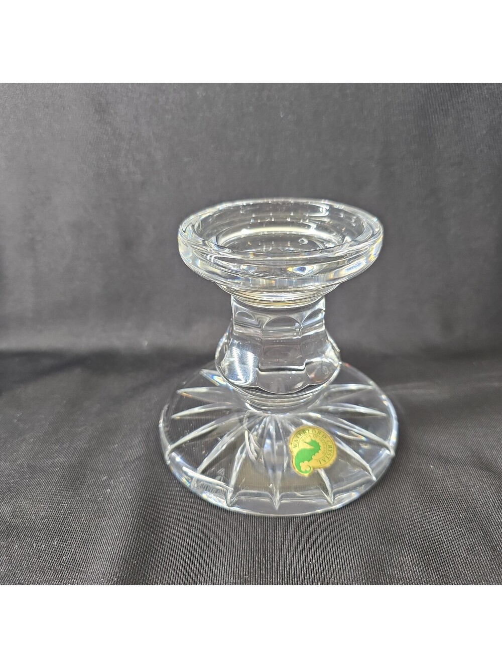Vintage Waterford Crystal Pillar Candle Holder Discontinued Bedford Pattern